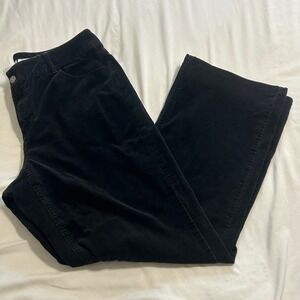 Liz & Co Black Corduroy Pants Womens 12 Straight Leg Stretch Cotton Blend